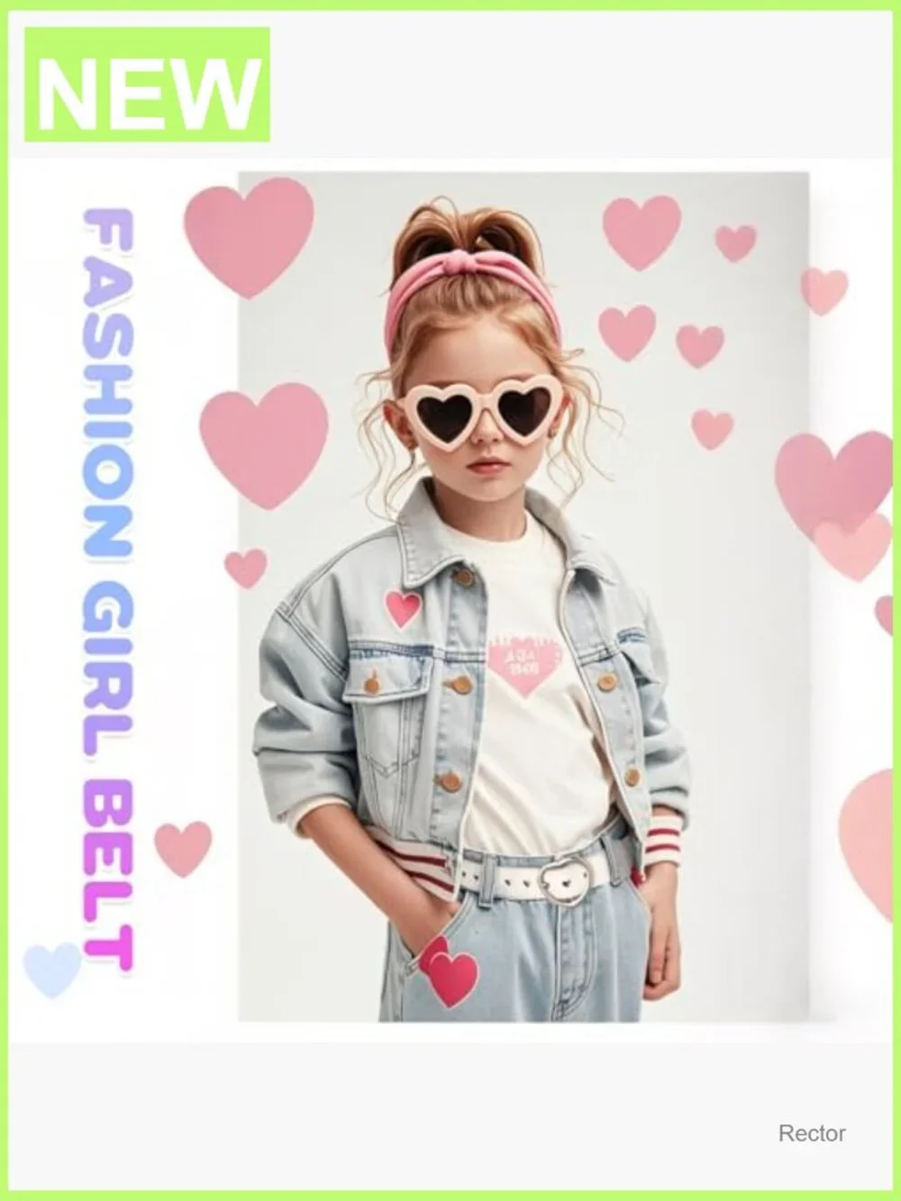 5 Pcs Girls Heart Shape Belt Metal Buckle Elastic Stretch Adjustable Waist Belt